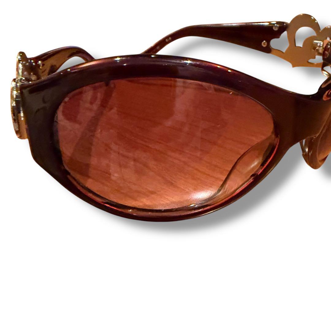 ディオール Dior サングラス ハート　パープル　紫　y2k ラインストーン