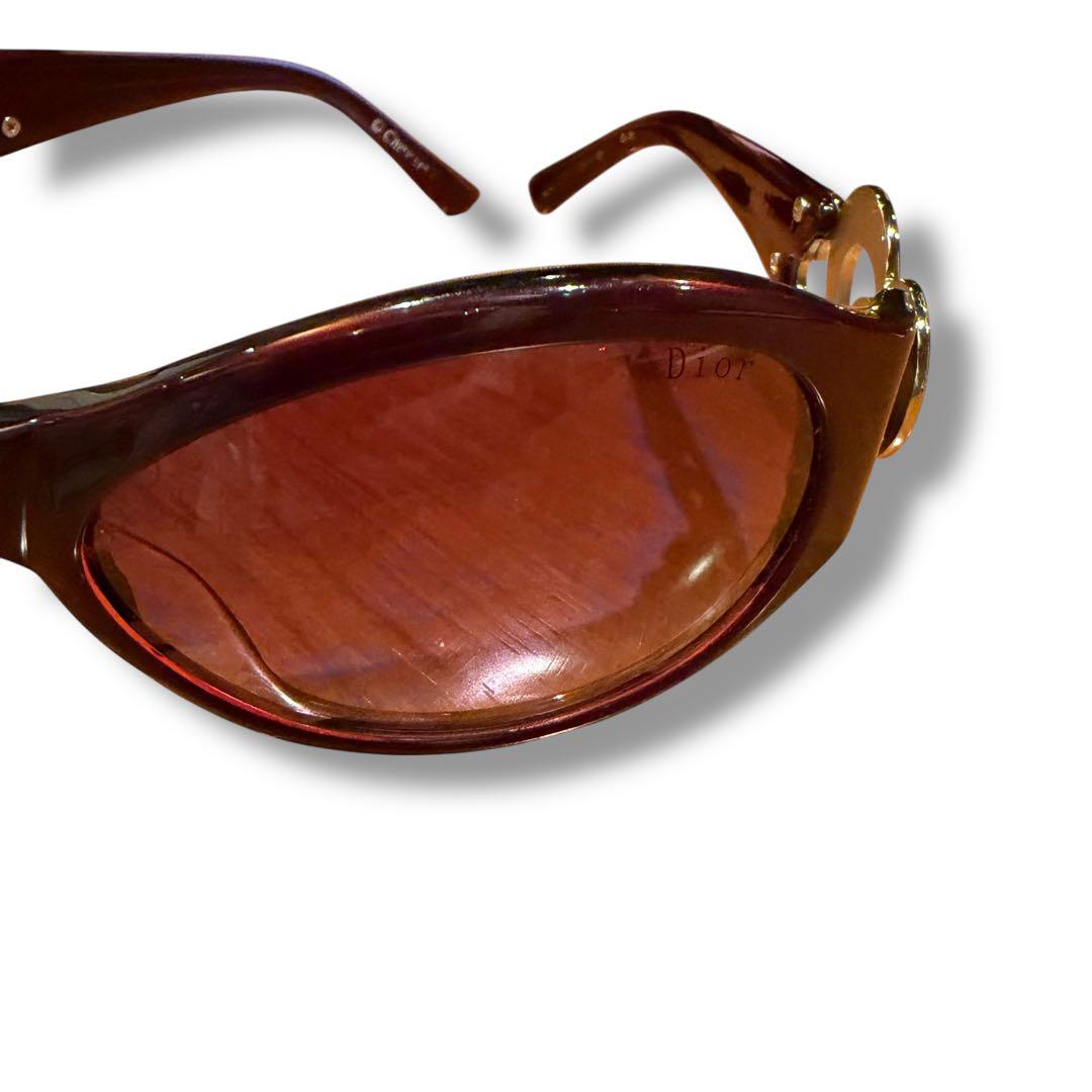 ディオール Dior サングラス ハート　パープル　紫　y2k ラインストーン