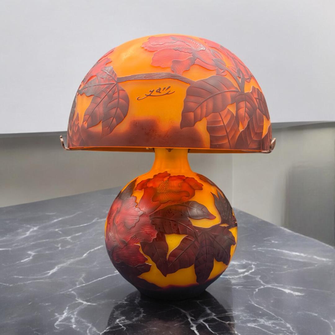 高さ35㎝【希少】【特大】エミールガレ風　レプリカ　ランプ　卓上照明