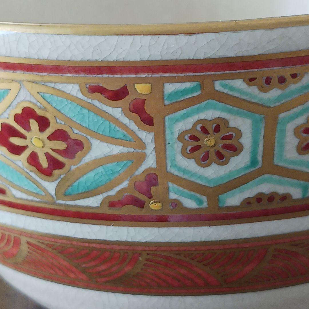 ✨京焼【色絵仁清錦手画　茶碗】清閑寺窯　祥平 共箱付