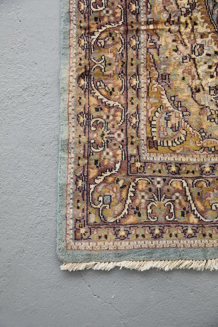 ヴィンテージラグ　トライバルラグ　ラホール産（210×124cm）青　茶　グレー