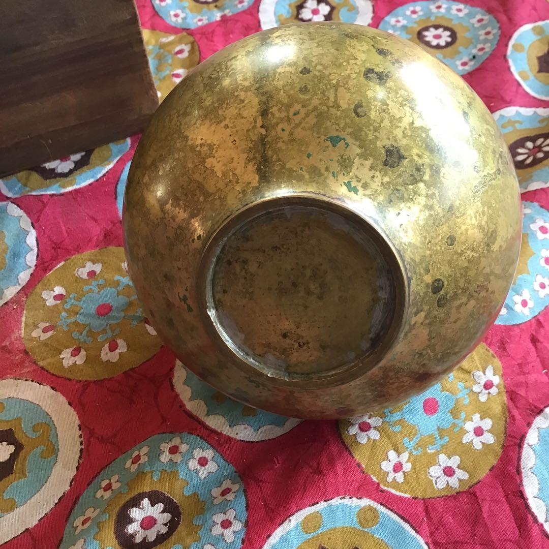 骨董　桐箱入り　銅器　小壺