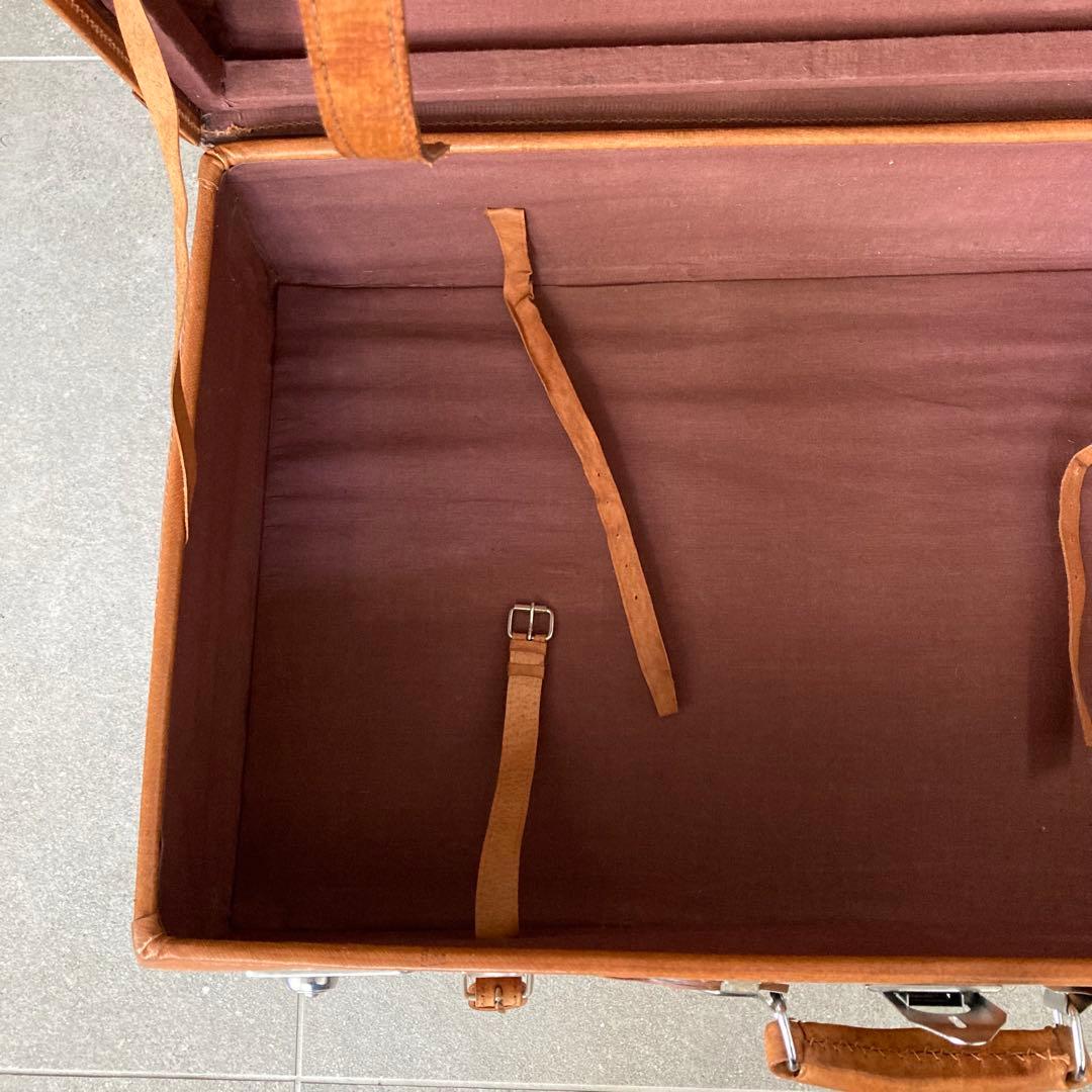 特大 ヴィンテージ 本皮 トランクケース 鍵付き レザートランク レトロ 古道具