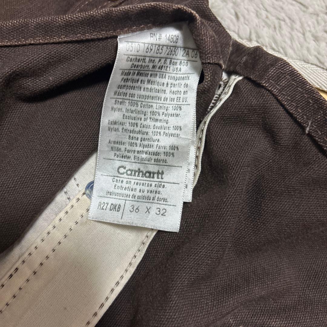 ダークブラウン オーバーオール複数ポケットダブルニー革タグ