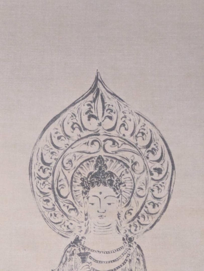 【真作】【複製】掛軸　佐々木象堂　工芸画　白描観音　仏教美術　箱入　T186