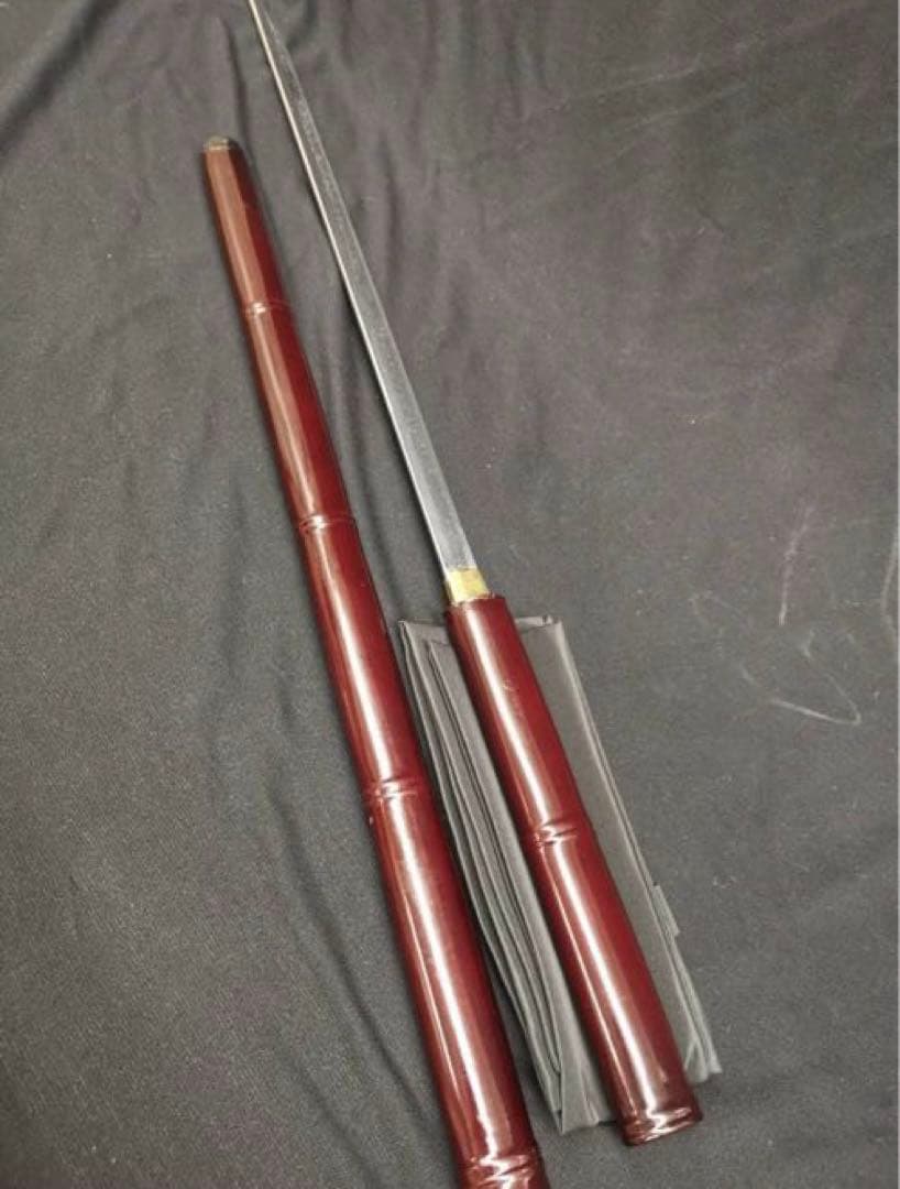 尾形刀剣　座頭市仕込杖　楕円茶竹鞘　日本刀模造刀　コレクション　小道具