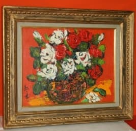 ★山本あつむ作★ばら★圧書き貴重な作品★Ｆ６号★遺族の方からの出品依頼品★