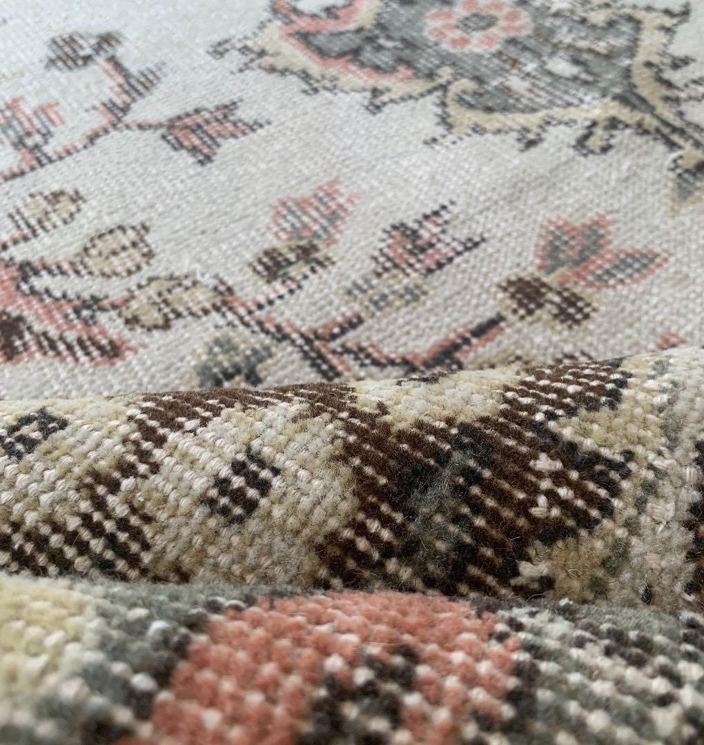 トルコヴィンテージラグ　超大判　272×158 ペールピンク　モスグレーグリーン