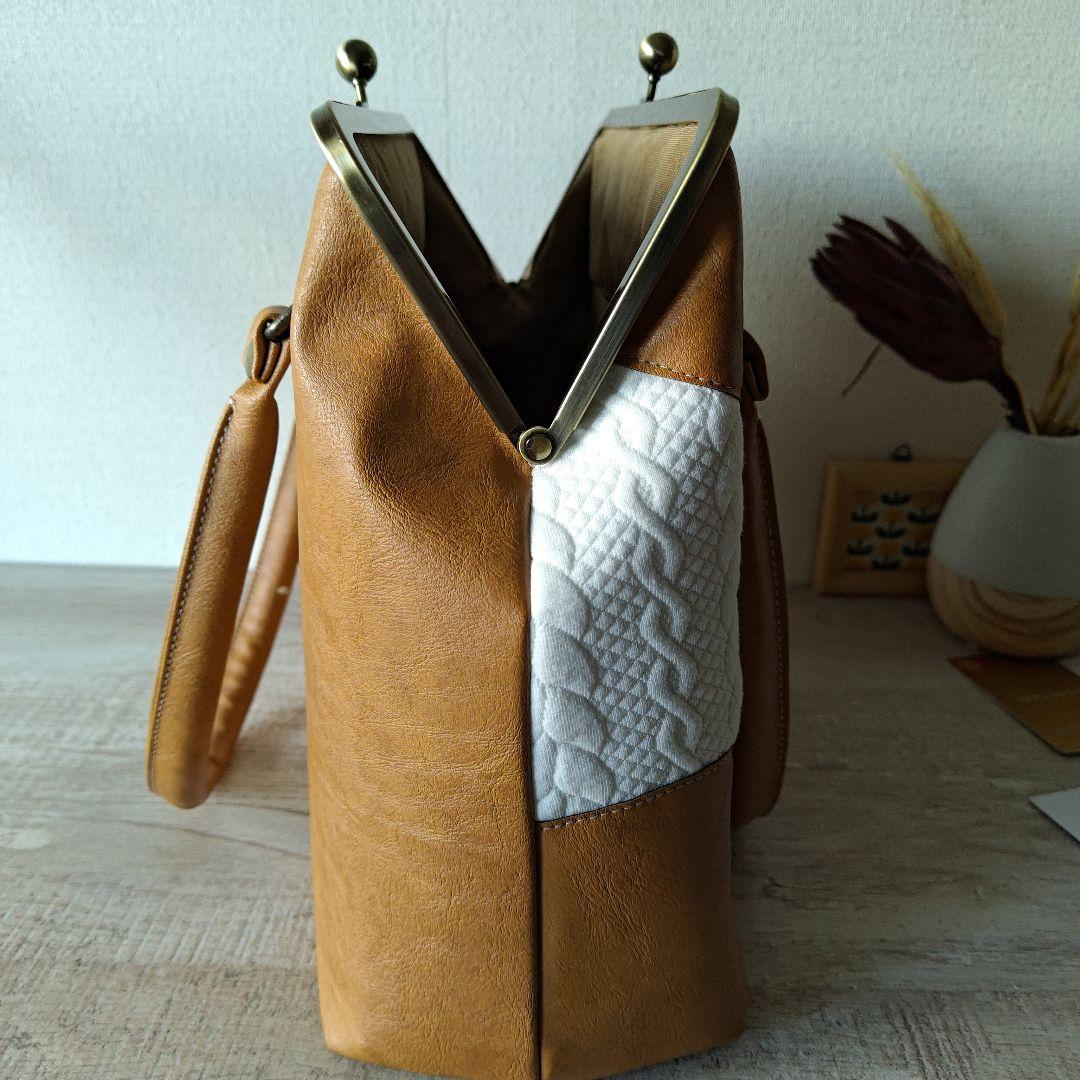 【runa 様】ハンドバッグ　アランニット　レザー　ハンドメイド