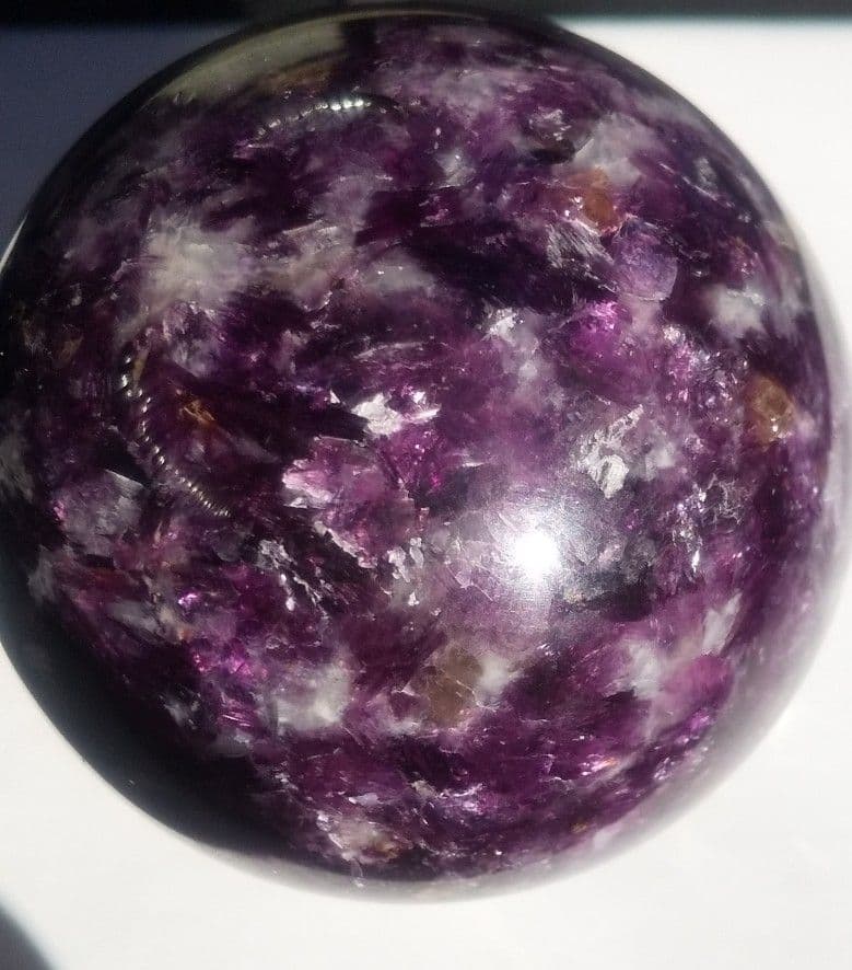 セール　レピドライトシリカ スフィア　クリスタル台座付き