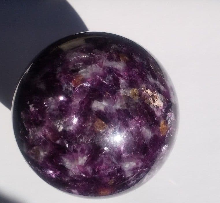 セール　レピドライトシリカ スフィア　クリスタル台座付き