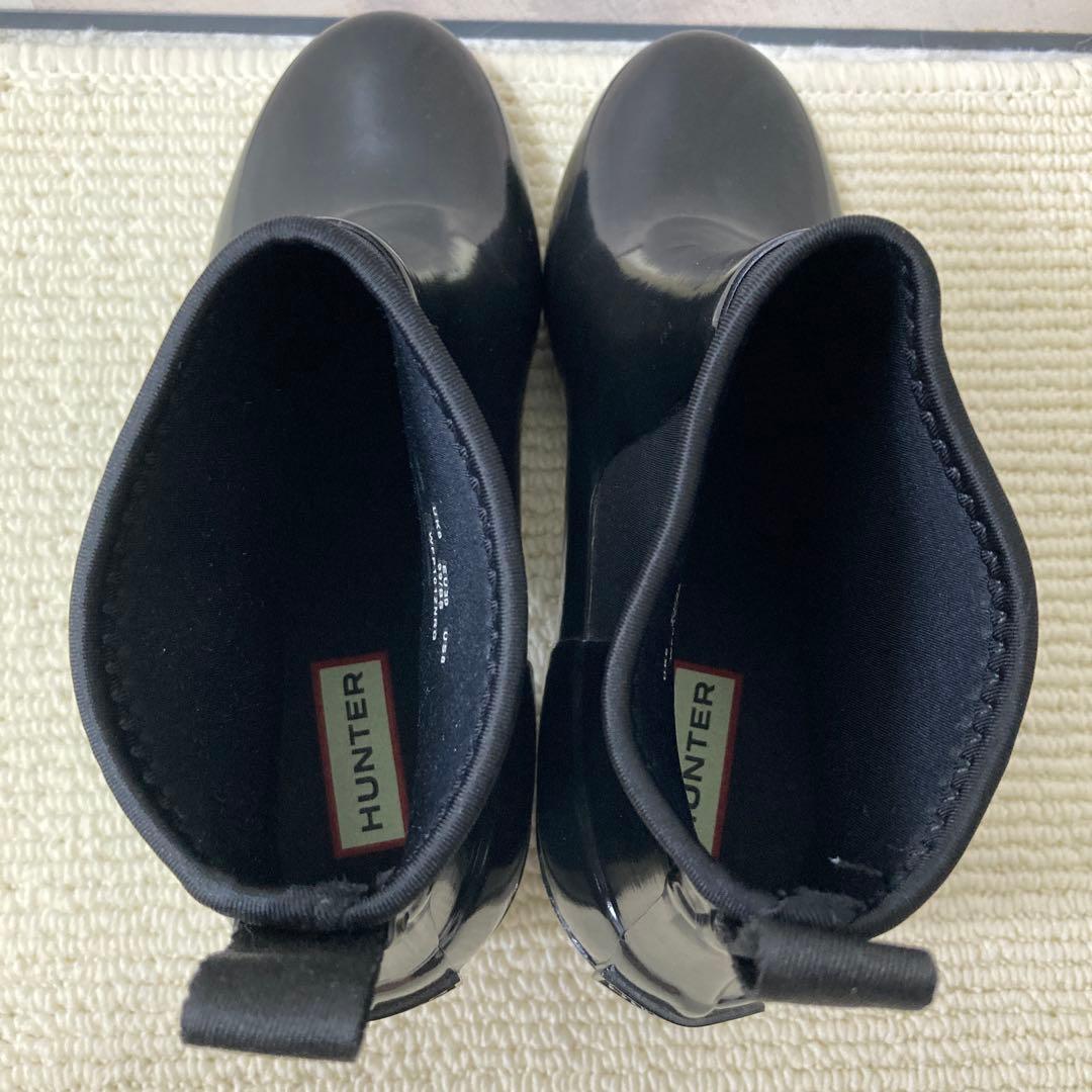 [美品] HUNTER サイドゴア　ショート　レインブーツ　オールブラック