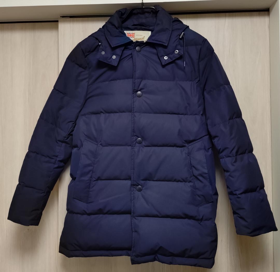 【トラディショナルWEATHERWEAR】ネイビー フード付ダウン 38/L相当