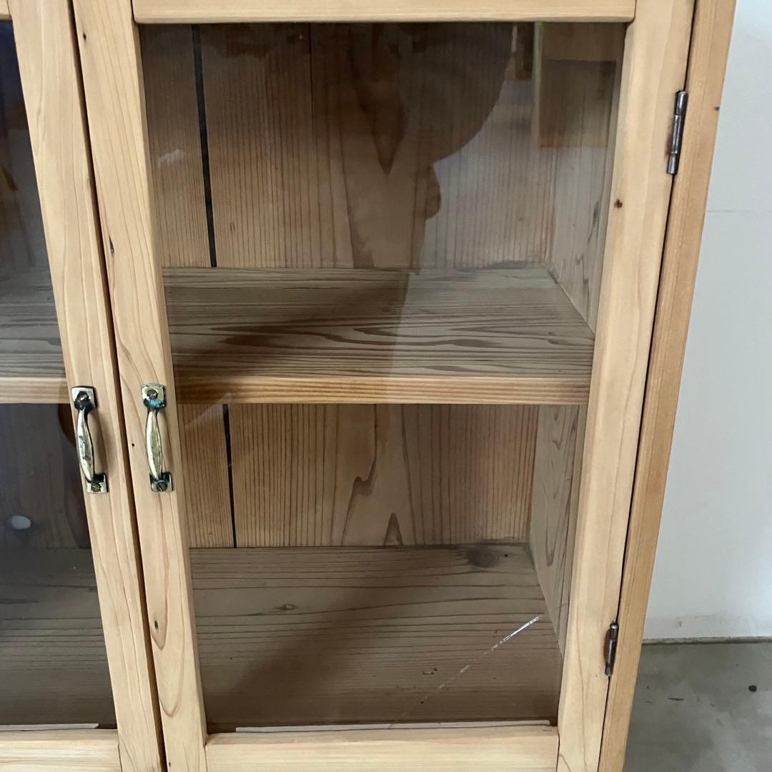 レトロ　アンティーク　古家具　古道具　剥離家具　ストリップド　ガラス棚　シェルフ