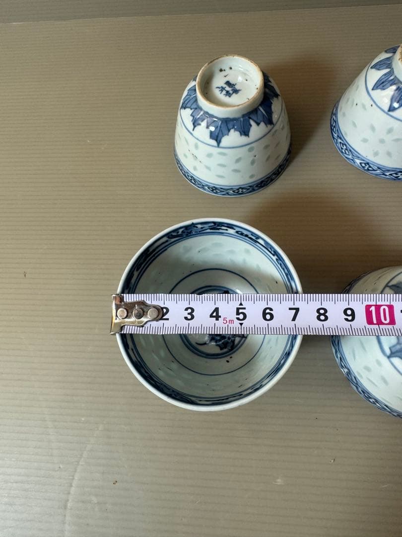 2908 中国骨董　康熙年造銘　蒸茶碗　4客　時代物