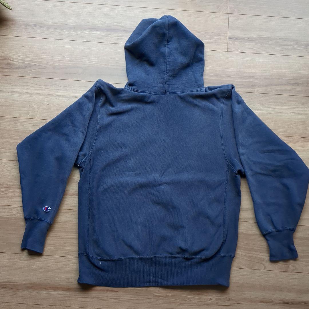 90s USA製 リバースウィーブパーカー ノートルダム ネイビー 刺繍タグXL