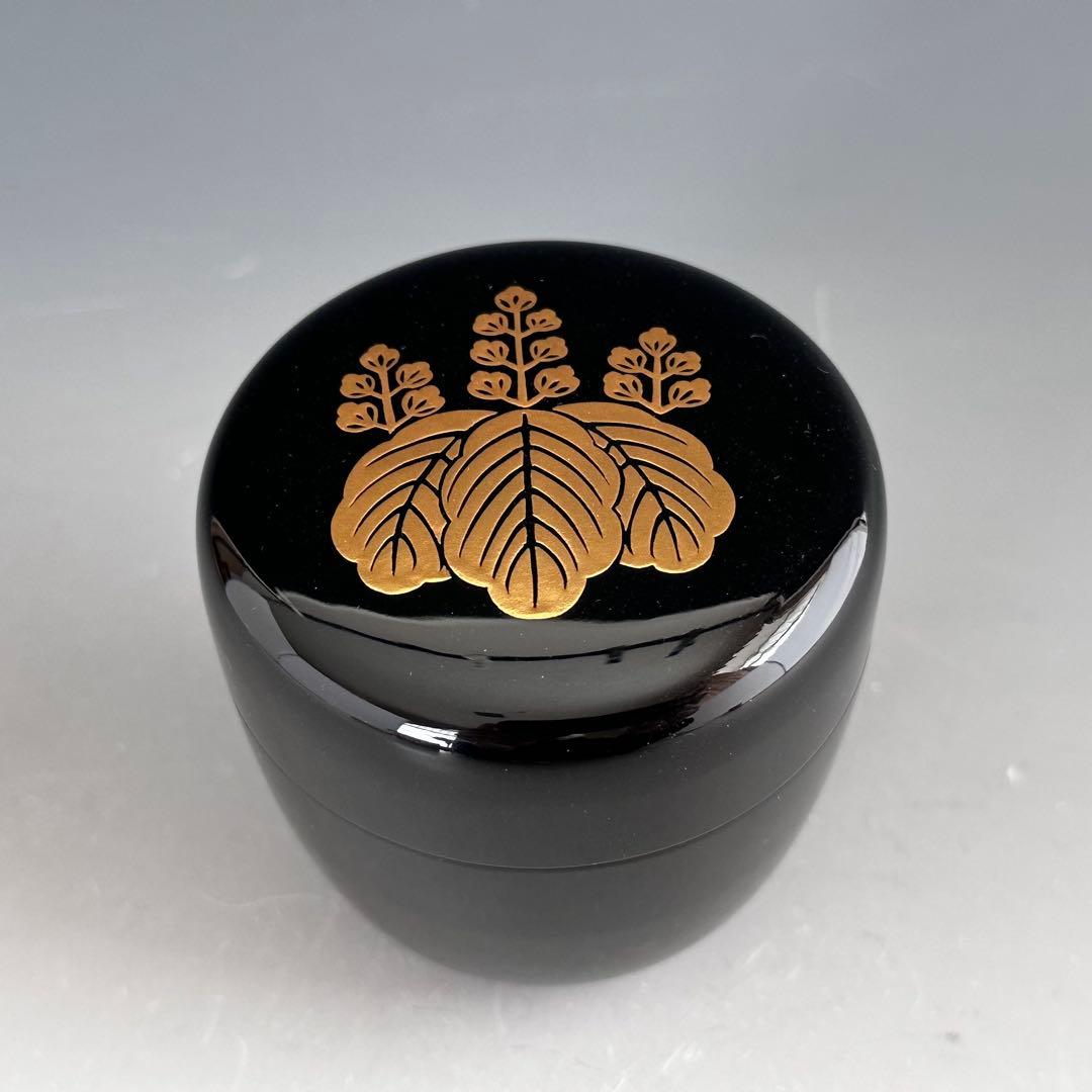 茶道具　桐蒔絵　大棗　内銀地　鈴木光入　共箱　京塗　漆芸　薄茶器　茶会　抹茶