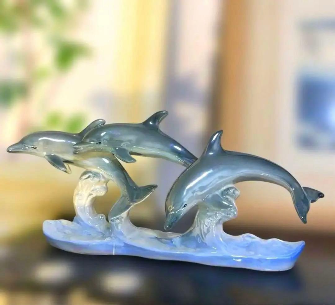 KATO工芸　イルカ　ドルフィン置物　美品 動物　幸運　癒し