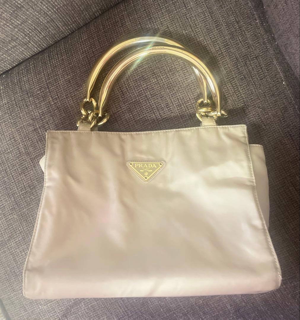 PRADA プラダ 三角プレート ナイロン ゴールド メタルハンドル バック
