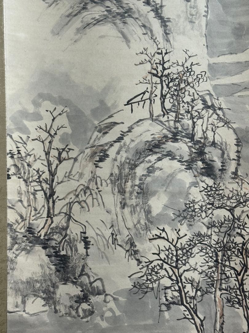 奥原晴湖筆　携琴訪友　紙本肉筆　掛軸　送料込み251031