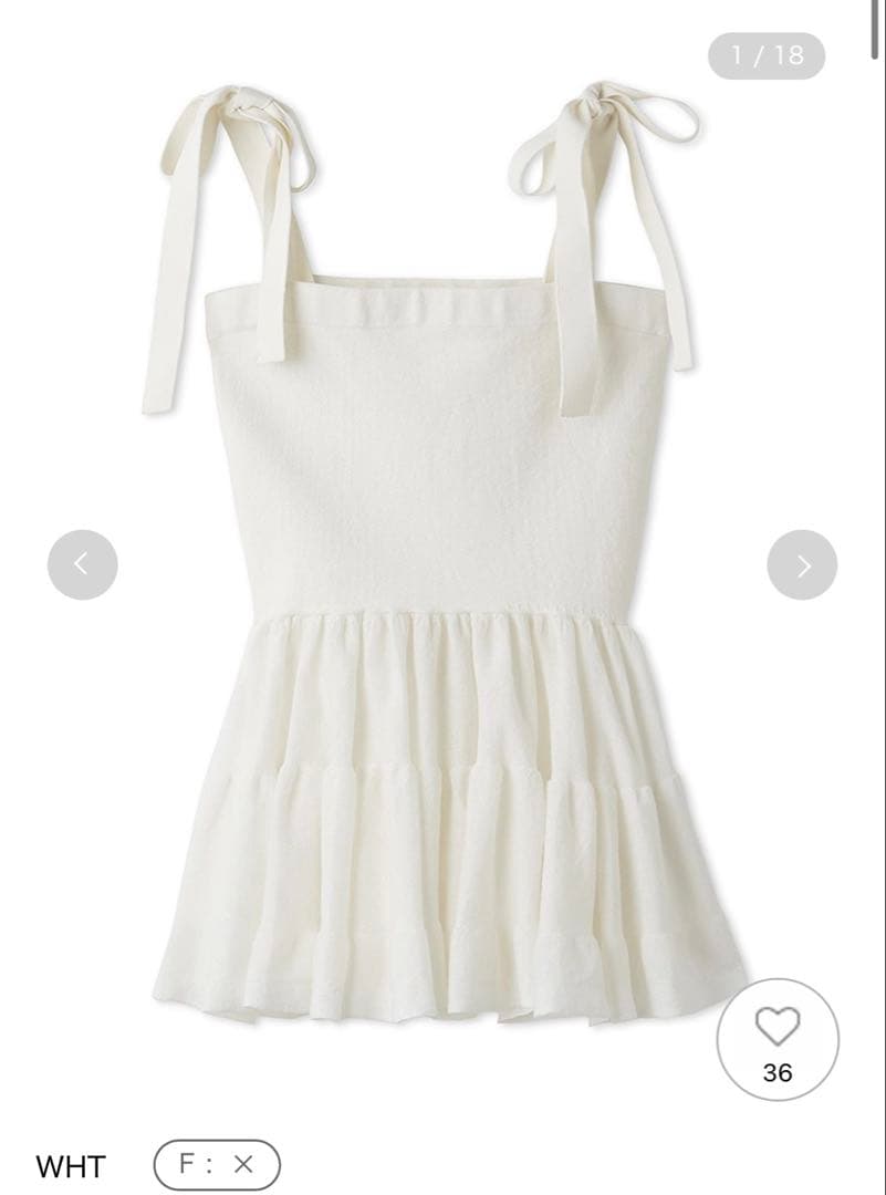 FRAY I.D フレイ アイディー　ショルダーリボンペプラムニットキャミ