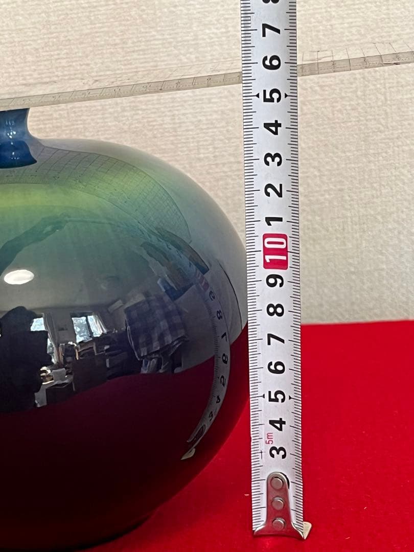 柳雨軒 三代 人間国宝 徳田八十吉（正彦銘）碧明釉 壺 約15.5㎝　T222