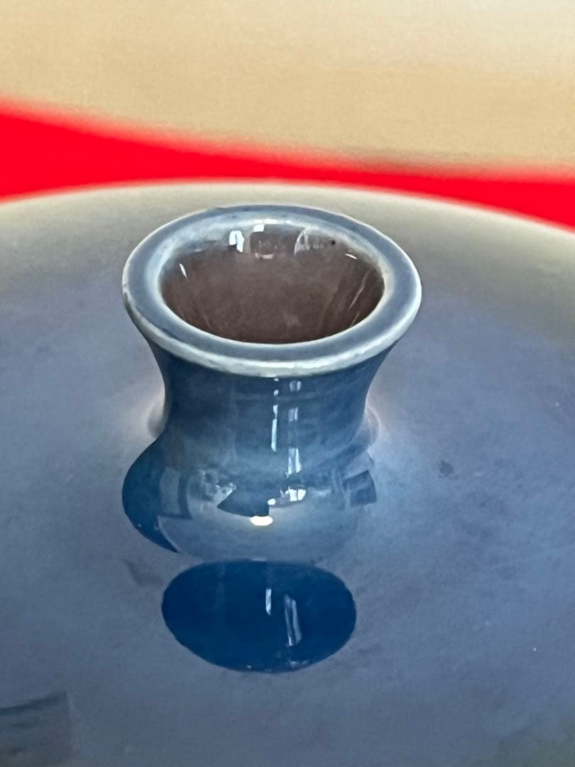 柳雨軒 三代 人間国宝 徳田八十吉（正彦銘）碧明釉 壺 約15.5㎝　T222