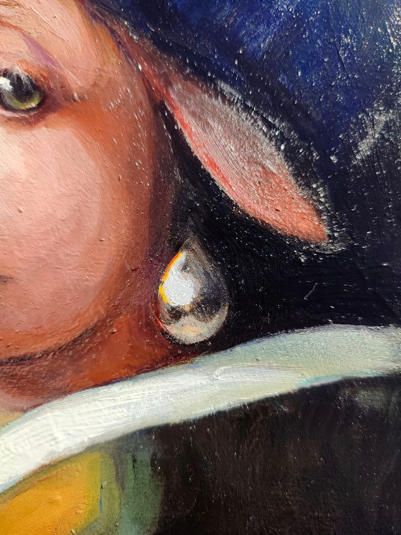 豚に真珠　原画　オリジナル　油絵　絵画　フェルメール