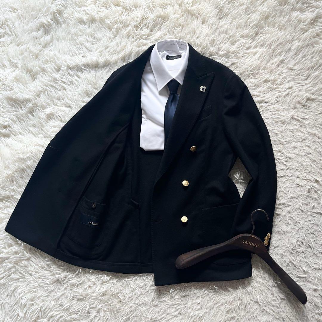 <極美品>LARDINI 金ボタン カシミヤ100% ダブルジャケット 46