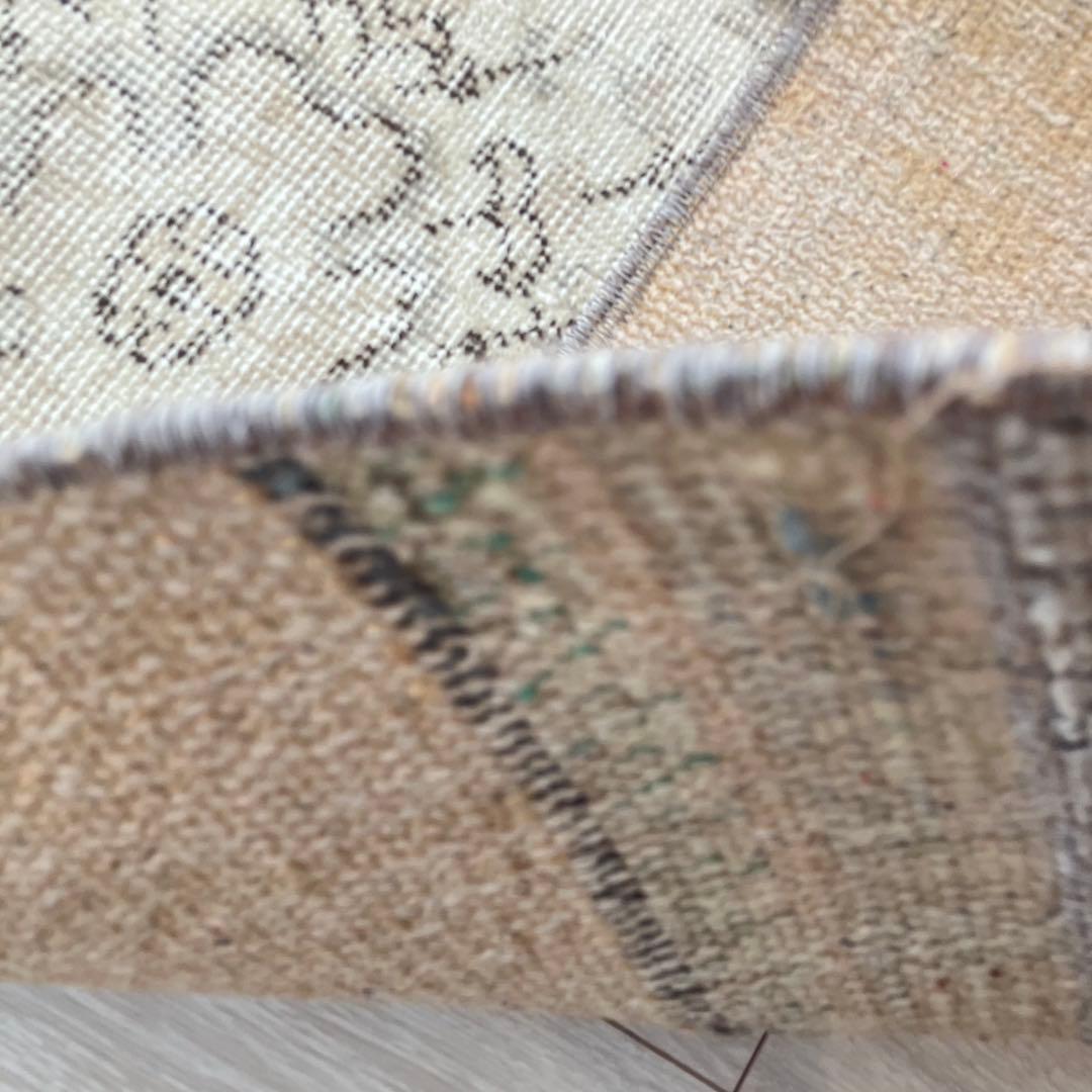 パッチワーク✳︎ 67×139ベージュ　フラワー　イエロー　トルコヴィンテージラグ