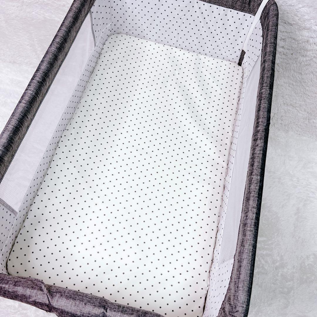 ベビーベッド　高さ調整可能　バウンサー　添い寝　折り畳み　蚊帳