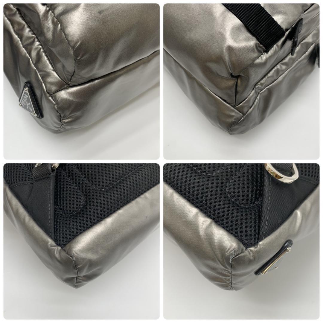 プラダ PVC ナイロン ボディバッグ ワンショルダー 1BZ026 シルバー