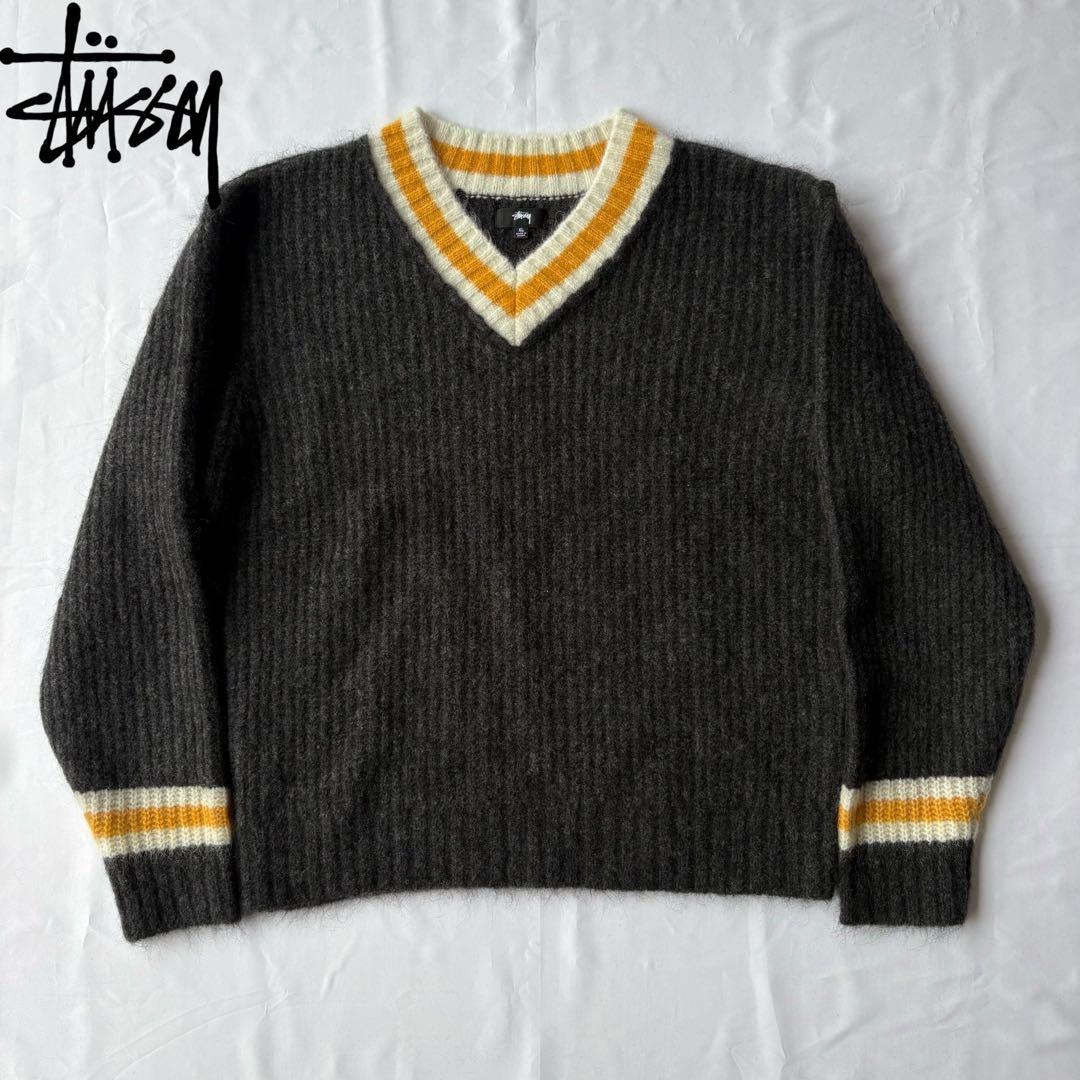STUSSY MOHAIR TENNIS SWEATER モヘア ニット XL