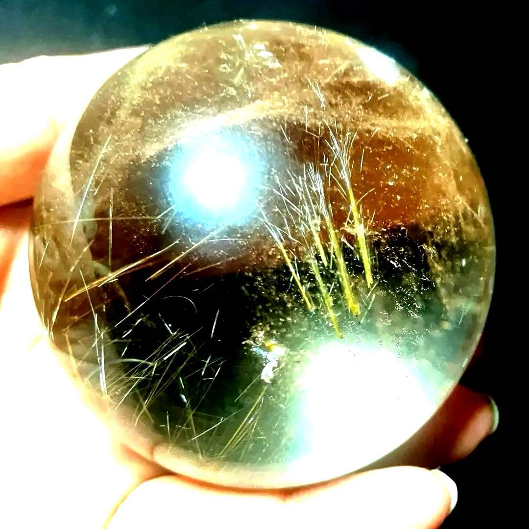 超大玉　70mm ゴールドルチルクォーツ　金針水晶　パワーストーン