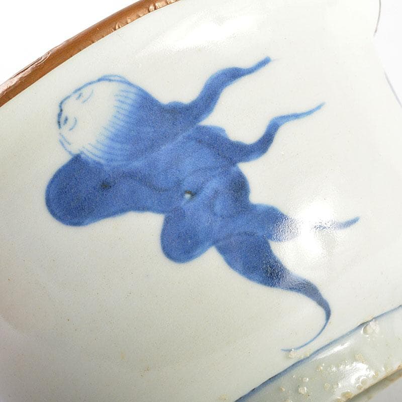 中国　新渡　青花人物文　銅覆輪　鉢　N　6737