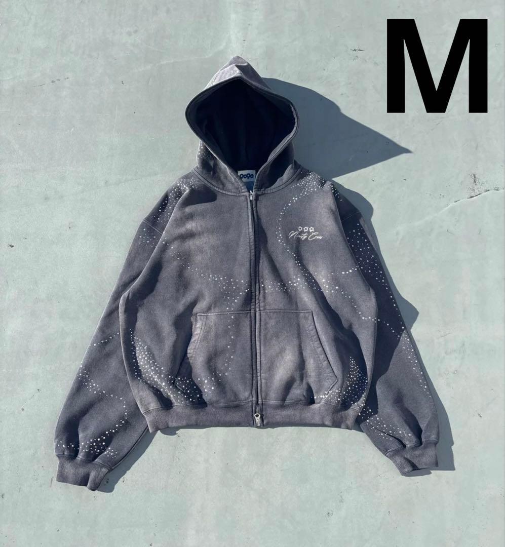 ウェア 9090 Bullet Logo Rhinestone Zip Hoodie