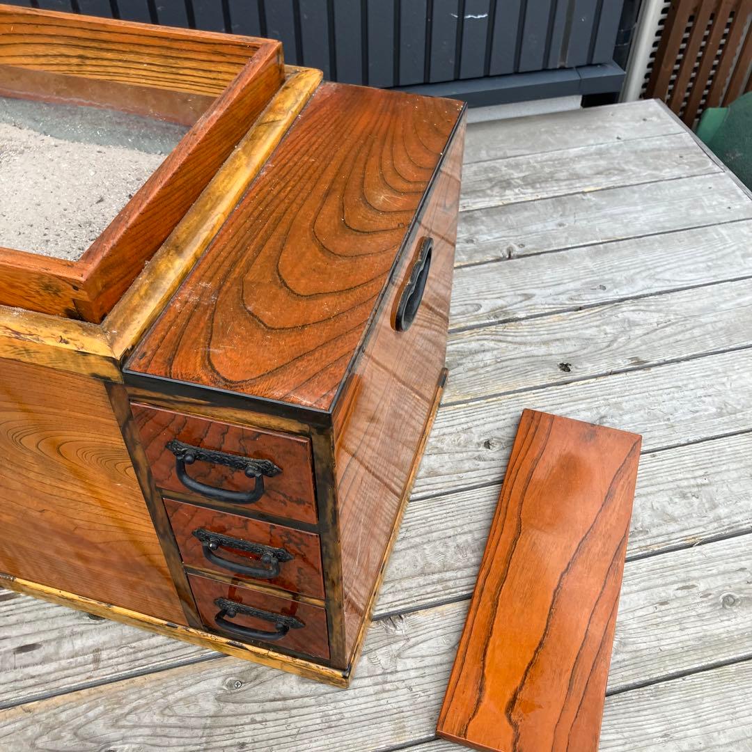 昭和レトロ 木製 3杯 引き出し収納付き 長火鉢 囲炉裏 古民家 古民具 レトロ