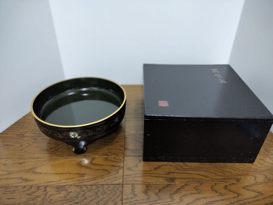安藤七宝　漆盆　茶道　菓子盆　七宝　漆