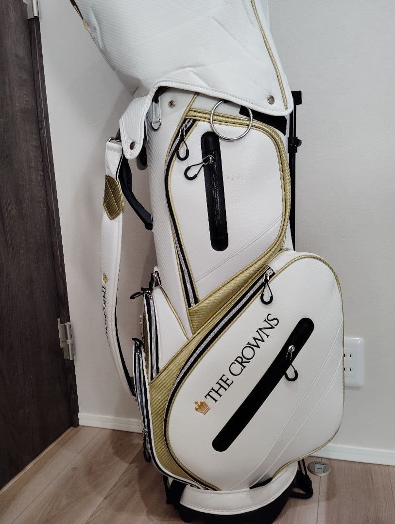 THE CROWNS キャディバッグ ホワイト・ゴールド