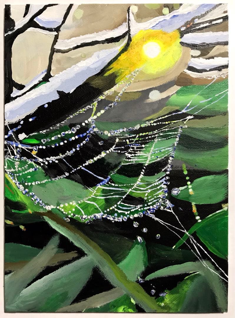 アクリル画 無題 132 『早春の雫』