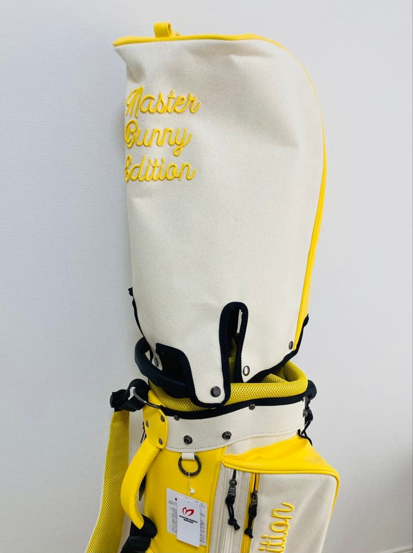 新品 パーリーゲイツ マスターバニー 帆布×合皮 スタンド式キャディバッグ 黄