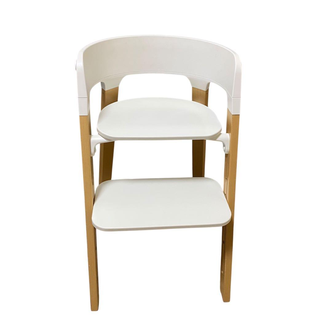 【良品】STOKKE ステップスチェア ホワイト/ナチュラル