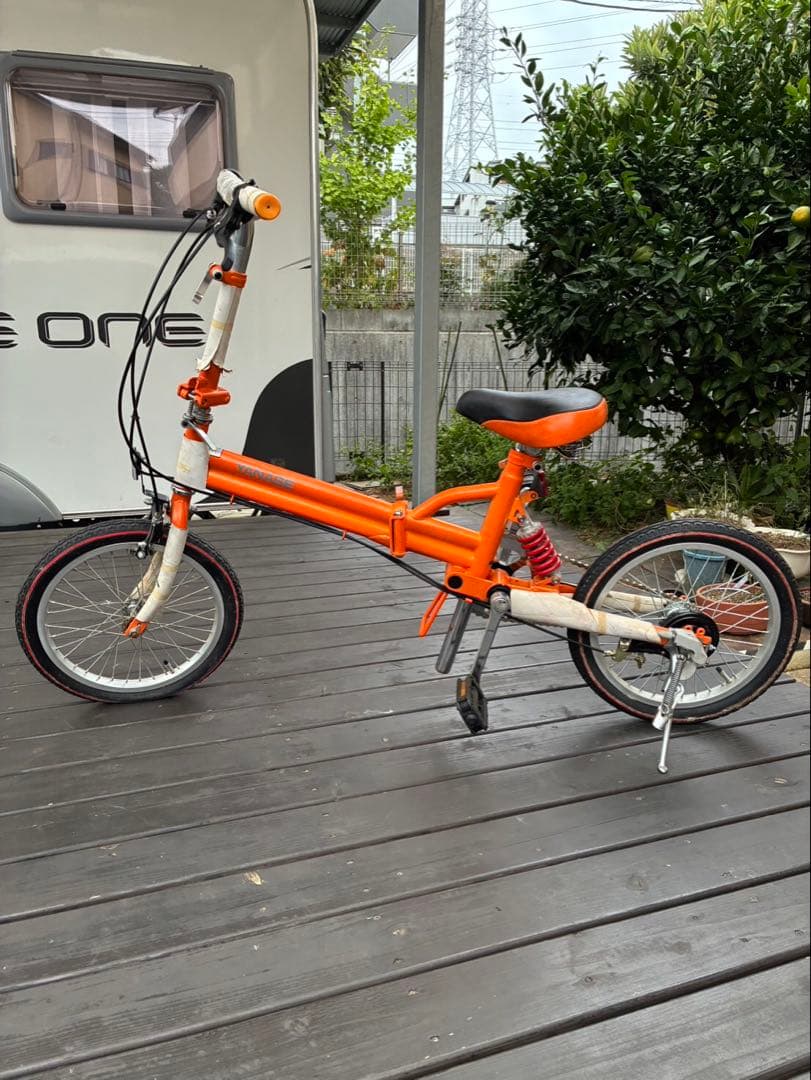 Yanase ヤナセ　新品未使用　オレンジ 折りたたみ自転車 サスペンション付き