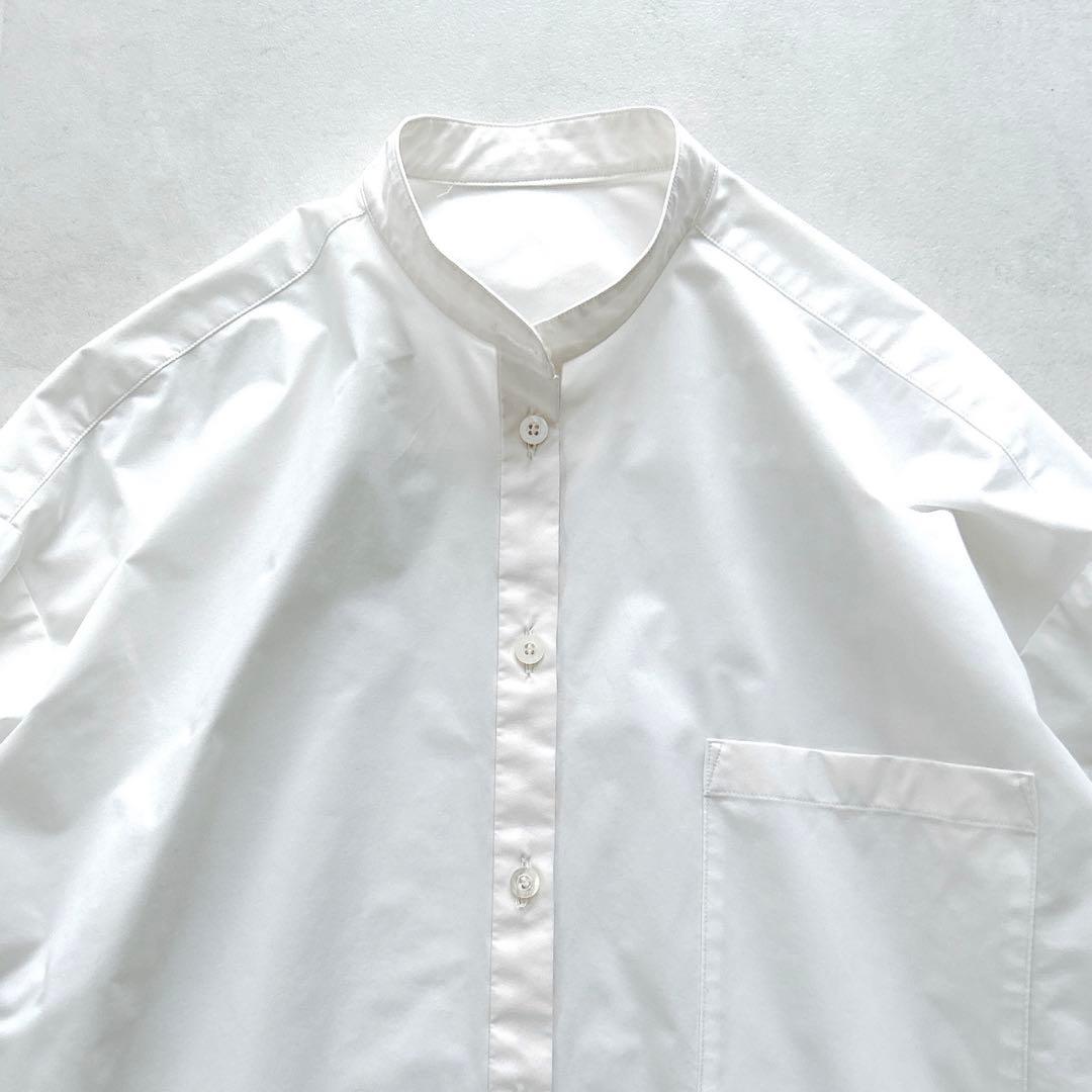 23年モデル✨完売　ルフィル　ソロテックスレイヤードブラウス　バンドカラー白現行