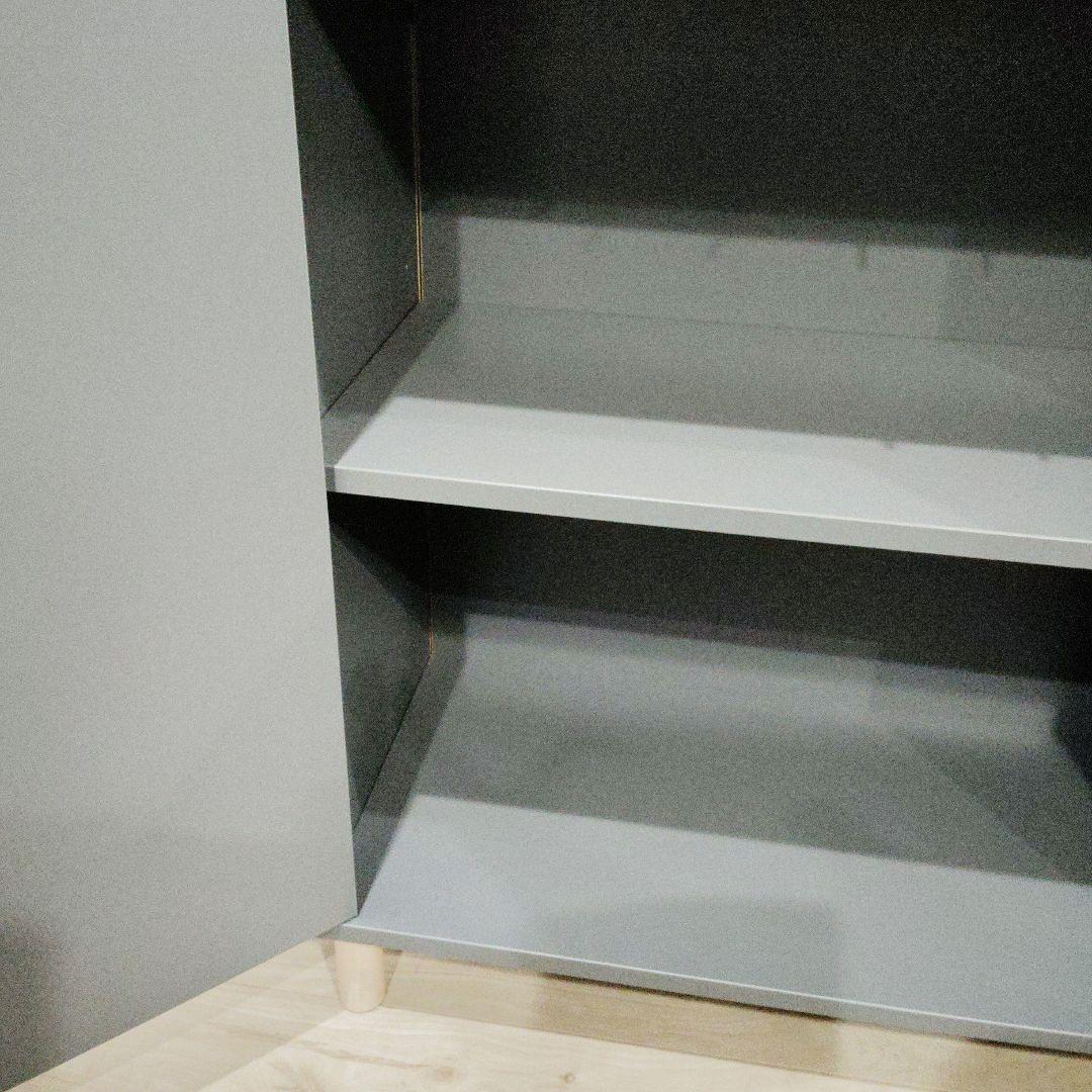 IKEA　エーケト　キャビネット脚付き　グレー　完成品　専門業者組立て品