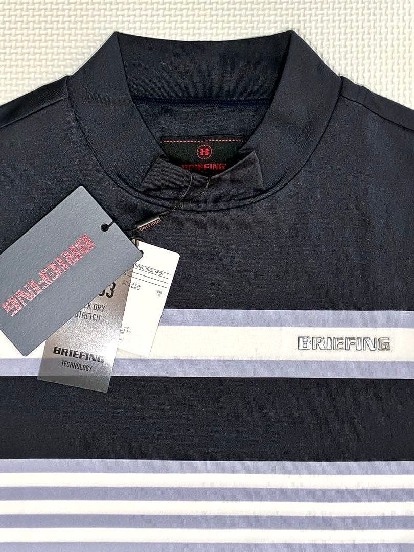 BRIEFING GOLF MARINE STRIPE HIGH NECK／L