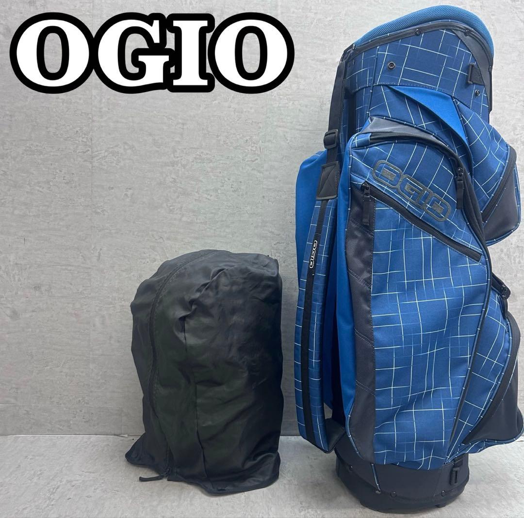 OGIO ゴルフ　キャディバッグ　ブルー　格子模様　オジオ　カード式　9.5型