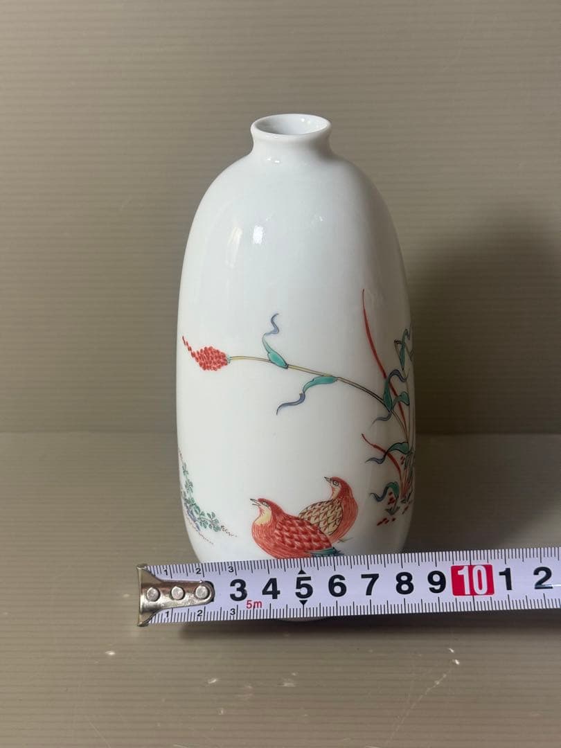 2636 柿右衛門  錦 粟鶉文 一輪挿し　花瓶　未使用