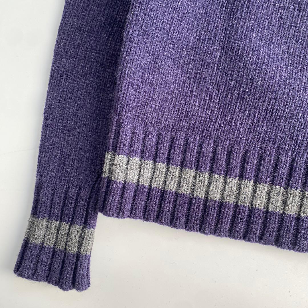 kolor BEACON ネイビー パープル Vネックニット ウール100%