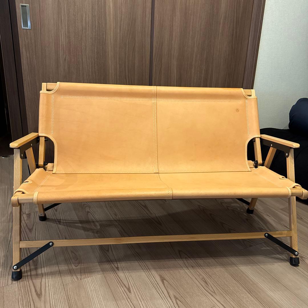 PINOWORKS レザーベンチ レザー製折りたたみベンチ ベージュ